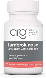 Alergia Research Group Lumbrokinase Supplement - Circulative System Support, Wspomaga krążenie krwi już w normalnym zakresie - 30 Opóźnione uwolnienie kapsułki wegetariańskie