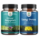 Paleta Detox & Naprawa Oczyszczająca Wątroba - Suplement Thistle mleka do trawienia i zdrowia immunologicznego z buraka i karczocha i Lung Detox Mullein Leaf Kapsułki z NAC Quercetin & Cordyceps Ekstrakty