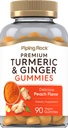 Piping Rock Turmeric i Ginger Gummies Gummee 124; 90 Hrabia 124; Peach Flavor 124; Vegan Formula Gummeric 124; Non-GMO, Gluten suplement wolny