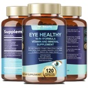AREDS 2 Witaminy do oczu i ekstrakt mineralny z borówki oleistej Omega-3, Witamina do oczu dla seniorów Zdrowie plamki i suchego oka, Witaminy do oczu Luteina i Zeaksantyna Wsparcie Szczeliny do oczu i Hydration (120 Kapsułki)