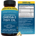 Triple Siła Omega 3 Suplement oleju rybnego dla mężczyzn i kobiet - 2500 mg Wysoka potencja, Easy- to- Absorb Reestryfikowany Trigliceryd Form, Pescatarian- Friendly DPA EPA DHA Omega 3 Suplement, 180 Softgels