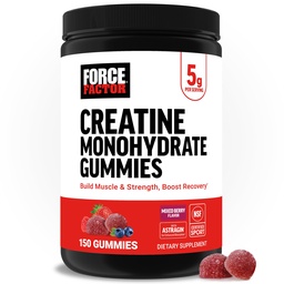 Czynnik siłowy Jednowodzian Gummie kreatynowe, NSF Certified, 5g Dawka dla mężczyzn i kobiet do wsparcia mięśni, Siła, Odzysk, Cognitive Health & Memory, Mieszane Berry, 150 Gummies