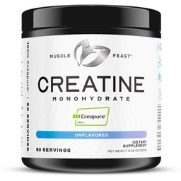 Mięśnie Uczta Creapure Stwórczy jednowodny proszek, Wegan Keto Przyjazny Gluten- Free, Mass Gainer, Muscle Recovery Supplement and Trusted Creatine for Muscle Growth, Skrzew kredowy, Unflavored, 300 g
