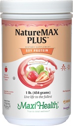 Maxi- Health NatureMAX PlusTM Energy Support Drink Soy Protein Powder - Sugar Free Diet Supplement - 20g Protein Per Serving - Natural Strawberry Flavor - Kosher Witamina - 1lb