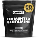 Gains in Bulk L-Glutamine, Gluten Free Glutamine Powder for Muscle Recovery and Growth, Post Workout Support, Amino Acid Supplement, Promotes Protein Synthesis, Non GMO, Unflavored, 90 Servings