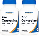 Nutricost Zinc Carnosine 86mg, 120 kapsułki - Non-GMO, Gluten Free, Cynk L- Carnosine Supplement (opakowanie po 2)