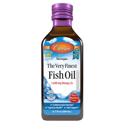 Carlson The Very Finest Fish Oil, 1600 mg Omega- 3s, Mixed Berry Flavor, 200 ml - Liquid Norwegian Fish Oil, Wild- Caught & Sustainable Sourced