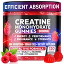 Gummie kreatynowe Monohydrat Complex 9000MG, Wstępne ćwiczenia dla mężczyzn i kobiet, Gummy kreatury z L- Tauryne, BCAA 2: 1, B12 / 6 dla wsparcia mięśni, Wzmocnienie siły, Zwiększenie energii - 120