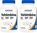 Nutricost Yohimbine HCl 5mg, 240 kapsułki (2 butelki) - dodatkowa siła - Gluten Free & Non-GMO