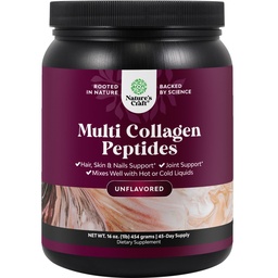 Nature Craft Multi Collagen Protein Powder for Women and Men - Keto Hydrolizated Collagen Peptydes 45 Służenie Włosy skóry i paznokci Witaminy - Niesmakowane Bydło typu 1 3 do wsparcia kości