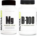 NutraBio B- 100 B Kompleks witamin i Reacted Magnezu Supplement Bundle - Suplement witaminy Paleta może pomóc z układu immunologicznego, kości zdrowia, Zdrowych włosów, skóry i paznokci
