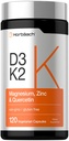Horbäach Witamina D3 K2 Bilans 124; 5000 IU D3 Bilans 124; 120 Kapsułek Bilans 124; z Magnezu, Cynk, & Quercetin Bilans 124; Wegetarian, Non-GMO, Gluten