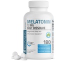 Bronson Melatonin 12 mg Szybkie rozpuszczenie Nighttime Sleep Aid Support & Relaxation Support, 180 Peppermint Vegetarian Lozenges