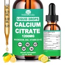 Calcium Citrate Supplements for Women & Men, Calcium 1200mg with Vitamin D3 K2 Drops, High Absorption Liquid Calcium Magnesium Zinc Supplement for Bone, Teeth, Cardiovascular & Immune Health, Vegan