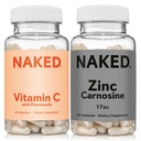 NAKED Zinc Karnosyna 17mg (60 kapsułek) Witamina C 500mg (90 kapsułek) - Wegan; Non-GMO; Gluten Free; Codzienne wsparcie immunologiczne i żołądkowe