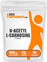BulkSupplements.com N- Acetyl L- Carnosine Powder - Carnosine Supplement, N- Acetyl Carnosyne 500mg - Gluten Free, 500mg per Serving, 25g (0,88 oz) (opakowanie po 1)