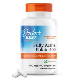 Doctor's BEST Folate Supplement 400 mcg, for Men & Women, 90 Veg Caps