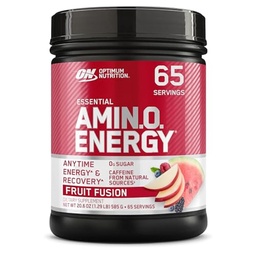 Optimum Nutrition Amino Energy - Wstępne ćwiczenia z zieloną herbatą, BCAA, Amino Acids, Keto Friendly, Green Coffee Extract, Energy Powder - Fusion owocowy, 65 Servings (Packaging May Vary)