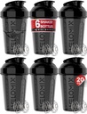 VELOMIX - 6 opakowań - Shaker Cups for Protein Shakes 20 oz - 6x Wire Whick Between 124; Nieszczelna butelka z białkiem Shaker Shakes dla Shakes Protein, Shaker Bottle Pack for Pre & Post Workout, Shaker Cup (ALL IN BLACK)