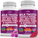Nowy wiek Mleko Thistle NAC Chanca Piedra Beet Root Artichock Dandelion Root Astragalus - Plus TUDCA & Ginger - 120 Count