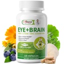 Eye + Brain Supplements for Memory and Focus, Lutein 40mg, Zeaksantyna, Astaksantyna, Bilberry, Lwie 's Mane, Bacopa Monnieri, Ginkgo Biloba, 14 in 1 Eye vitamin dla dorosłych i seniorów 120 Kapsułki