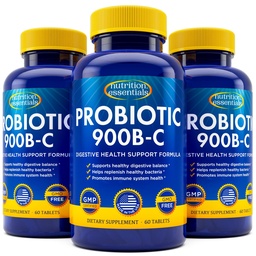 Nutrition Essentials Probiotyki dla kobiet i mężczyzn z naturalną Lactase Enzyme & Prebiotic Fiber for Digestive Health - 80 procent + Stronger Supplement for Gut Health Support - 3 Liczba 60 tabletek