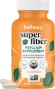 Bellway Super Fiber Kapsułki - USDA Organic Psyllium Husk Kapsułki - Daily Psyllium Husk Fiber Suplement do Żywienia Zdrowia i Regularności - Rośliny oparte, Non-GMO, Kosher - 160 Kapsułki