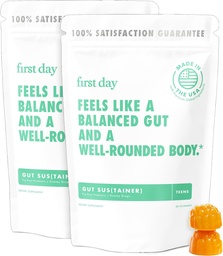 Pierwszy dzień Gut Gummie Tribiotic Gut - 3- in-1 Prebiotyczne, Probiotyczne i Postbiotic Suplement - Popiera Digestive, Skóra, Zdrowie jamy ustnej i immunologiczne, Wchłanianie i wzrost odżywczy - 60- Day Supply