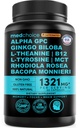 12- in-1 Nootropowy suplement mózgu z kofeiną bezwodny: Ginkgo Biloba na wsparcie mózgu, Pamięć i Focus - B12, Alpha GPC, L Theanine i suplementy choliny z Bioperine 1321mg (60ct)