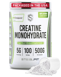 SteelFit Creapure Kreatyna w proszku jednowodzian, Unflavored - Niemiecki zmikronizowany proszek do kreacji dla mężczyzn i kobiet - Siłownia Warsztaty Nutritional Supplements for Muscle Gain, Brain Health & Force Building
