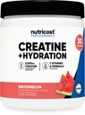 Nutricost Kreatyna Monowodzian + Nawodnienie Arbuz Flavored (30 Służenia) - 7 Witaminy i Minerały, 5000mg Kreatyny na Podawanie