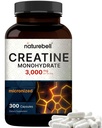 NatureBell Kreatywna monohydrat kapsułki 3,000mg na Podawanie, 300 Hrabia 124; Mikronizowane, Nieflawored Kreatynowe pigułki Bilans 124; Pre- Trening & Support mięśni 124; Łatwe do połykania, Filler- Free 124; 50 Sługi