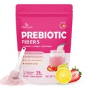 Daily Fiber Supplement for Women & Men, Fiber Powder with Probiotics, Collagen & Electrolytes- Wsparcie Digestive & Gut Health, Bloating Relief Between 124; Bez cukru, Truskawki Lemon Flavor, 15 Służenie