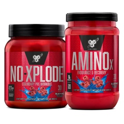 BSN Zestaw ćwiczeń NO XPLODE Wstępny trening proszku Blue Raz, 30 Służenia AMINO X Odzyskiwanie mięśni Intra Workout Wsparcie, Kofeina wolna Blue Raz, 30 Służenia