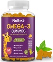 NuBest Omega 3 Gumiaki dla dzieci i młodzieży z olejem lnianym 124; Wspiera wzrost mózgu, mentalnej klarowności, Focus, i zdrowia oczu 124; Nie dodano cukru 124; Pomarańczowy Flavor 124; 60 Premium Gummies wegańskie 124; 1 Miesiąc dostaw
