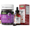 Q'ankyaq D mannose Gummies for Women, Kidney Cleanse Detox & Repair Gummies, Red Yeast Rice with CoQ10 Liquid Drops, 1200mg Red Rice Yeast Extract for Cholesterol Health
