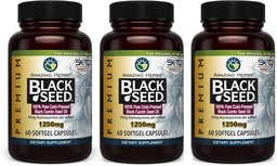 Niesamowite Herbs Premium Black Seed Oil Kapsułki - Wysoka potencja, Nigella Sativa z zimną dociskiem pomocniczym w zdrowiu pokarmowym, Wsparcie immunologiczne i funkcje mózgu - 60 Count, 1250mg (Pack of 3)
