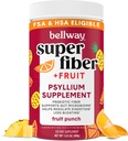 Bellway Super Fiber Powder + Owoce, Bez cukru Organic Pyllium Husk Powder Suplement Fiber do Regularności, Bloating Relief & Digestive Health, Plant- Based, Owoce Punch (50 Służenie)