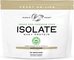 Mięśnie Uczta Grass- Fed izolat białka serwatki, Wszystkie naturalne hormon wolne pastura wzrosła, serwatka izolacja proszku białkowego dla mężczyzn i kobiet, Czysty, Bez gluten-, Pyszne Izolacja białka - Cappuccino, 2lb