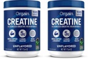 Orgain Monohydrat kreatryny Proszek mikronizowany, 100 Służenia, Nieflawored, Wspiera wzrost mięśni, Post Workout Recovery and Brain Health, Brak sztucznych dodatków, dla mężczyzn i kobiet, Wegan, (Opakowanie 2)