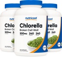 Nutricost Chlorella kapsułki (3 butelki) 500 mg, 240 kapsułki