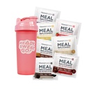 Przekształcanie HQ Mączka Zamiennik Shake Variety Box Z różowym Shaker, 7 Single- Serving Shake Packs