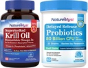 Kryll Oil 1000mg i Probiotyka Bundle, Omega 3 z DHA EPA & Astaxanthin, Plus 80 Miliard CFU 25 Cieśniny, Gut, Serce i funkcje immunologiczne, Non-GMO, Made in USA, 60 Softgels + 60 Kapsułki