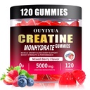 Monowodzian gumek kreatynowy 5000mg dla mężczyzn i kobiet - Sugar Free Pre- Workout Supplement, Chewables for Muscle Strength, Muscle Builder, Energy Boost, Mieszane Berry Flavor, 120 Count