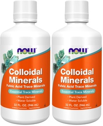 NOW Foods Supplements, Colloidal Minerals Liquid, Plant Derived, Essential Trace Minerals, 32-Ounce (Pack of 2)