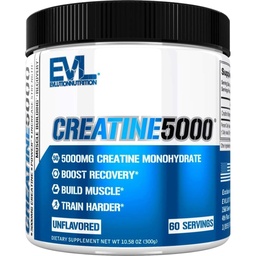 Evlution Nutrition Creaine 5000 - Wspiera szybszą regenerację, Lean Muscle Growth & Performance - Przed & Post Workout Proszek - 5000mg Pure Creature Monhydrate Per Serving - 60 Servings - Unflavored