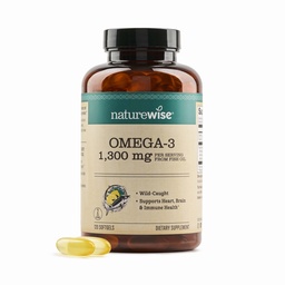 NatureWise Ultra Omega 3 Fish Oil 2200 mg - 1300 mg Omega- Trigliceryd Form - Lemon Flavor - Wild- Caught Fish Oil + EPA & DHA - Burless, Non-GMO - 120 Softgels [2- Month Supply]