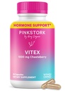 Pink Stork Organic Vitex - 1000 mg Chaste Tree Berry - Wsparcie oparte na plantacjach dla Perimenopause & Hormonal Harmony - Pomaga utrzymać regularność cyklu i zdrowe równowagi progesteronu - 60 Kapsułki wegańskie