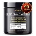 VEGATOT Brain Booster Brain Health Complex Supplement Concentrated with CoQ- 10 VIT B6 Lion 's Mane Ginkgo Biloba Lemon Balm Ginseng - Focus Memory Energy