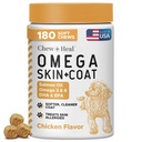 Olej łososiowy dla psów - 180 Soft Chew Omega Treats for Skin and Coat - Fish Oil Mix of Esential Fatty Acids, Omega 3 and 6, Witaminy, Przeciwutleniacze i Minerały - Made in USA